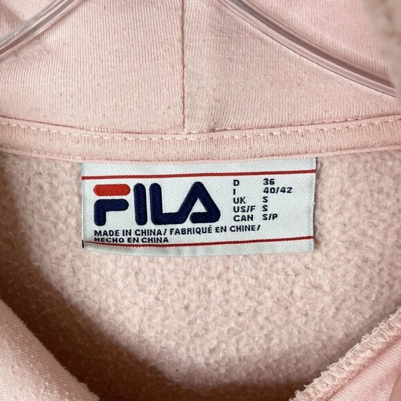 Fila Women's Josephine Sherpa Crop Hoodie S Fleece Pink Long Sleeve Sweatshirt - Picture 5 of 7